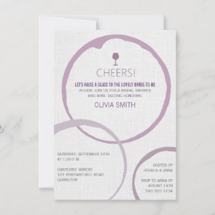 Elegant Wine Stain Rings Bridal Shower Invitations Kaart