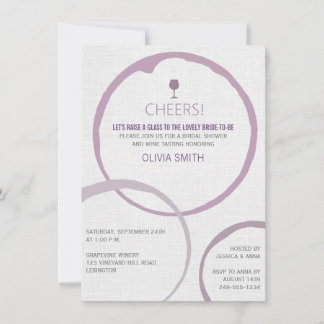 Elegant Wine Stain Rings Bridal Shower Invitations Kaart