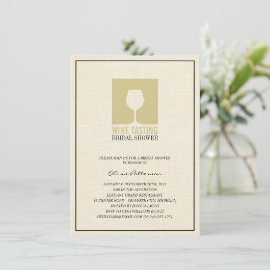 Elegant Wine Tasting Bridal Shower Invitations Kaart (Staand voorkant)