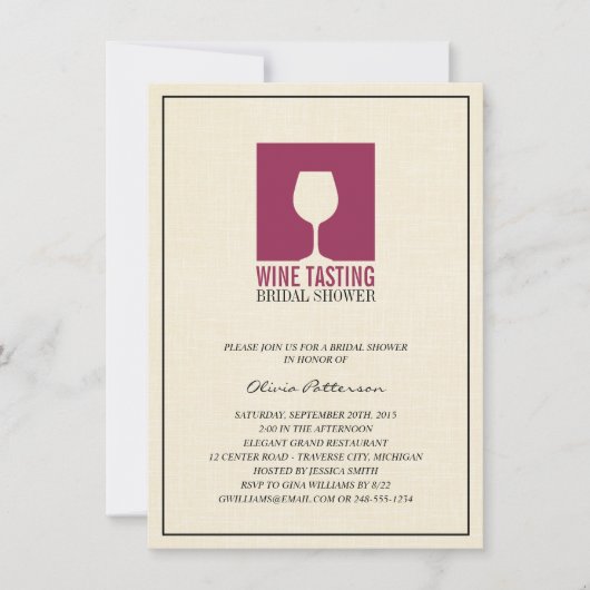 Elegant Wine Tasting Bridal Shower Invitations Kaart (Voorkant)