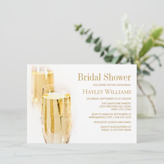 Elegant Wine Tasting Bridal Shower Uitnodiging (Staand voorkant)