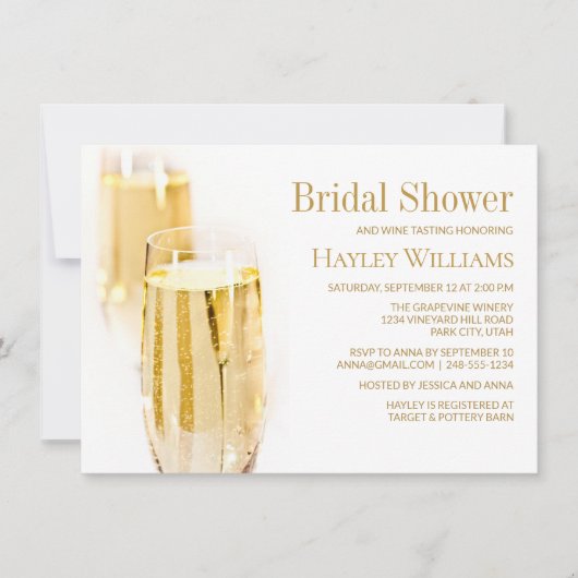 Elegant Wine Tasting Bridal Shower Uitnodiging (Voorkant)