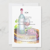 Elegant Wine Tasting Wedding Invitation Rustin Kaart (Voorkant)