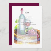Elegant Wine Tasting Wedding Invitation Rustin Kaart (Voorkant / Achterkant)