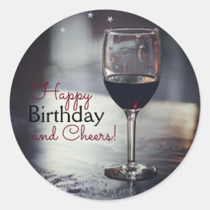 Elegant Wine-Th-Th-Geachte Birthday-stickers Ronde Sticker