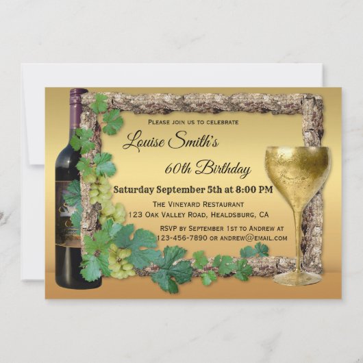 Elegant Wine Theenmaal-wedstrijd Kaart (Achterkant)