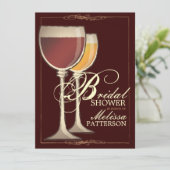 Elegant Wine Thleed Bridal Shower Invitation Kaart (Staand voorkant)