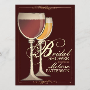 Elegant Wine Thleed Bridal Shower Invitation Kaart