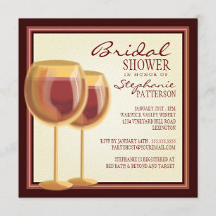 Elegant Wine Thleed Bridal Shower Invitation Kaart