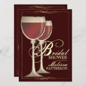 Elegant Wine Thleed Bridal Shower Invitation Kaart (Voorkant / Achterkant)
