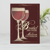 Elegant Wine Thleed Bridal Shower Invitation Kaart (Staand voorkant)