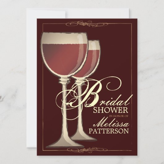 Elegant Wine Thleed Bridal Shower Invitation Kaart (Voorkant)