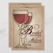 Elegant Wine Thleed Bridal Shower Invitation Kaart (Voorkant / Achterkant)