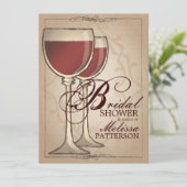 Elegant Wine Thleed Bridal Shower Invitation Kaart (Staand voorkant)