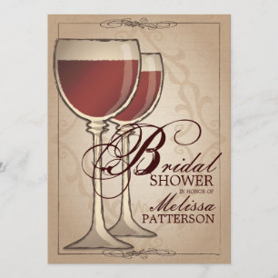 Elegant Wine Thleed Bridal Shower Invitation Kaart