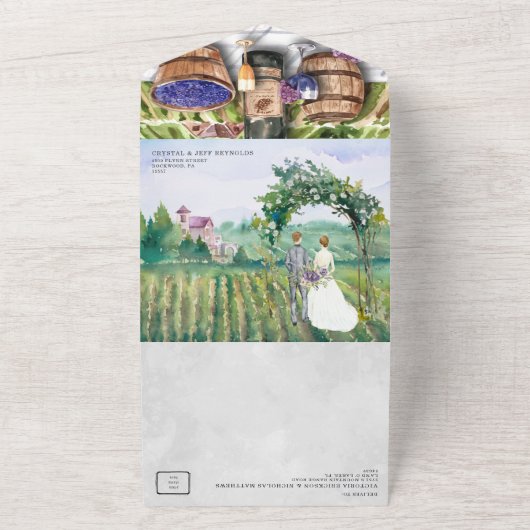 Elegant Wine Vineyard All in One Wedding Invite All In One Uitnodiging (Buitenkant)