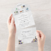 Elegant Wine Vineyard All in One Wedding Invite Uitnodiging (Afscheurbaar)