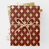 Elegant Wine, White & Gold Carnival Harlequin Inpakpapier Vel (In situ)