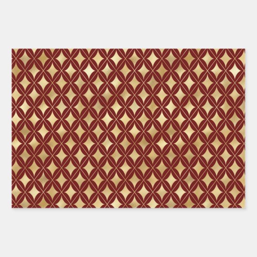 Elegant Wine, White & Gold Carnival Harlequin Inpakpapier Vel (Voorkant)
