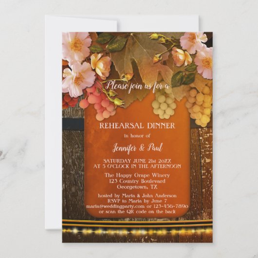 Elegant Winery or Vineyard Rehearsal Dinner Kaart (Voorkant)