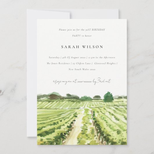 Elegant Winery Vineyard elk jaar uitnodiging (Voorkant)