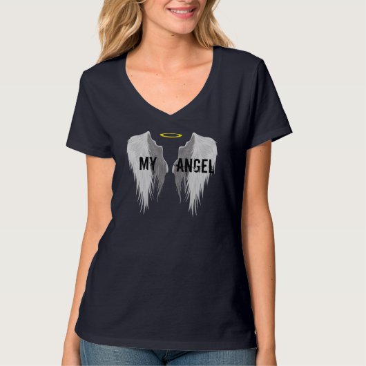 Elegant wings MY ANGEL zwarte vrouwen T-shirt (Voorkant)