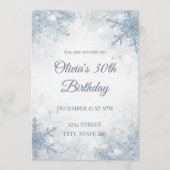 Elegant Winter 30th Birthday Invitation – Icy Snow Kaart (Voorkant)