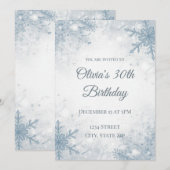 Elegant Winter 30th Birthday Invitation – Icy Snow Kaart (Voorkant / Achterkant)