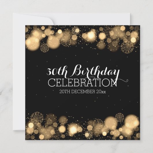 Elegant Winter 30th Birthday Party Gold Kaart (Achterkant)