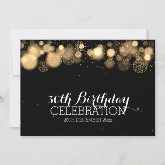 Elegant Winter 30th Birthday Party Gold Kaart (Achterkant)