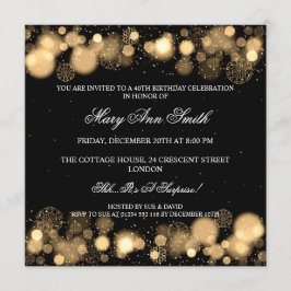 Elegant Winter 40th Birthday Party Gold Kaart