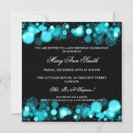 Elegant Winter 40th Birthday Party Turquoise Kaart