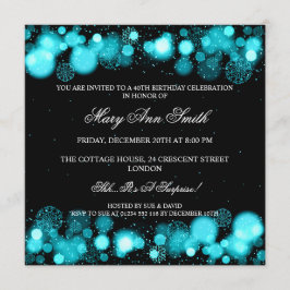 Elegant Winter 40th Birthday Party Turquoise Kaart