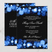Elegant Winter 50th Birthday Party Blue Kaart (Voorkant / Achterkant)