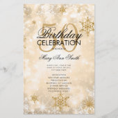 Elegant Winter 50th Birthday Program Gold met Menu (Voorkant)