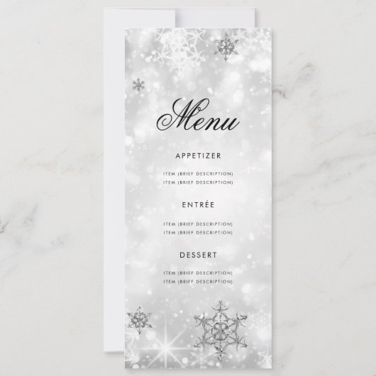 Elegant Winter 50th Birthday Program Silver Menu Kaart (Achterkant)