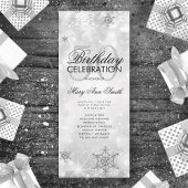 Elegant Winter 50th Birthday Program Silver Menu Kaart
