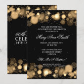 Elegant Winter 60th Birthday Party Gold Kaart (Voorkant / Achterkant)