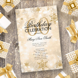 Elegant Winter 60th Birthday Program Gold met Menu