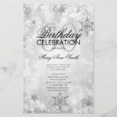 Elegant Winter 60th Birthday Program Silver Menu (Voorkant)
