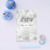 Elegant Winter 60th Birthday Program Silver Menu (Enkel)
