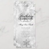 Elegant Winter 60th Birthday Program Silver Menu Kaart (Voorkant / Achterkant)