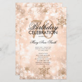 Elegant Winter 70 Birthday Program Roos Gold Menu (Voorkant / Achterkant)