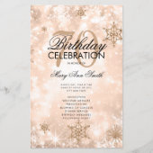 Elegant Winter 70 Birthday Program Roos Gold Menu (Voorkant)
