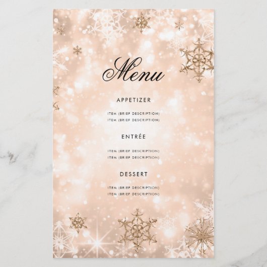 Elegant Winter 70 Birthday Program Roos Gold Menu (Achterkant)