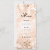 Elegant Winter 70 Birthday Program Roos Gold Menu Kaart (Achterkant)