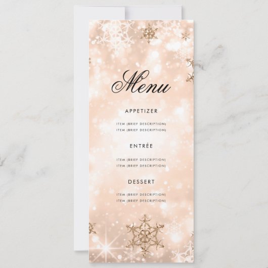 Elegant Winter 70 Birthday Program Roos Gold Menu Kaart (Achterkant)