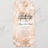 Elegant Winter 70 Birthday Program Roos Gold Menu Kaart (Voorkant / Achterkant)
