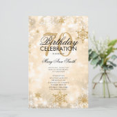 Elegant Winter 70th Birthday Program Gold met Menu (Staand voorkant)