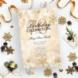 Elegant Winter 70th Birthday Program Gold met Menu